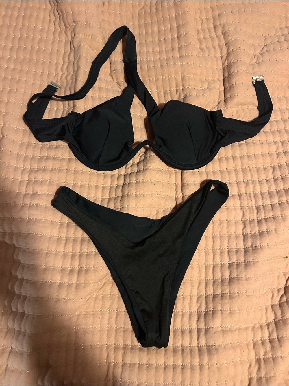 Black one strap bikini set